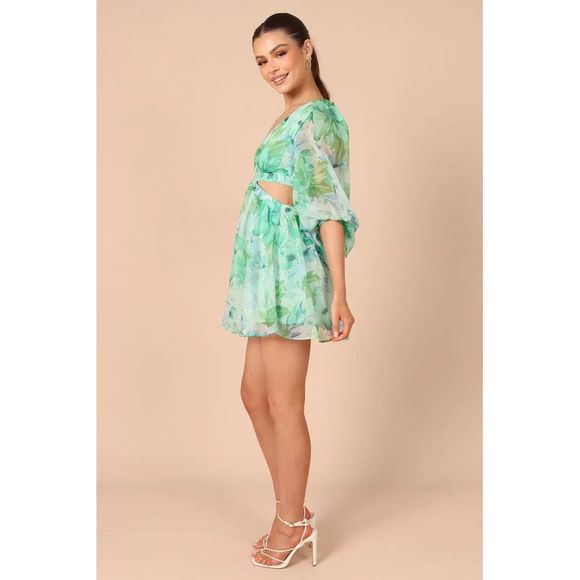 Petal & Pup Womens Addie Mini Dress Large Green Floral - NWT $99 - Picture 4 of 7